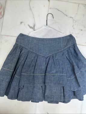 Leifsdotter Denim-Style Tiered Mini Skirt - Blue